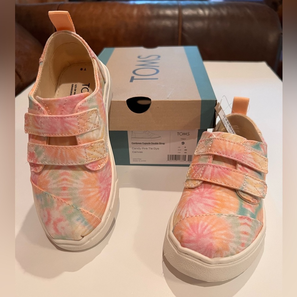 NEW Toms Cordones Cupsole Double Strap, Tie Dye Color, Size Tiny 9